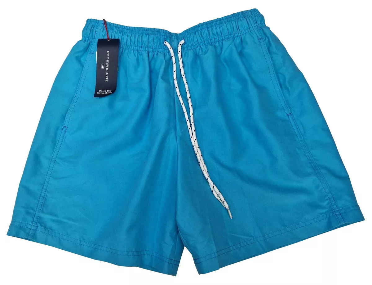 MARKS SPENCER Mens Elasticated Swim Shorts Sun Smart Quick Dry Blue Size M