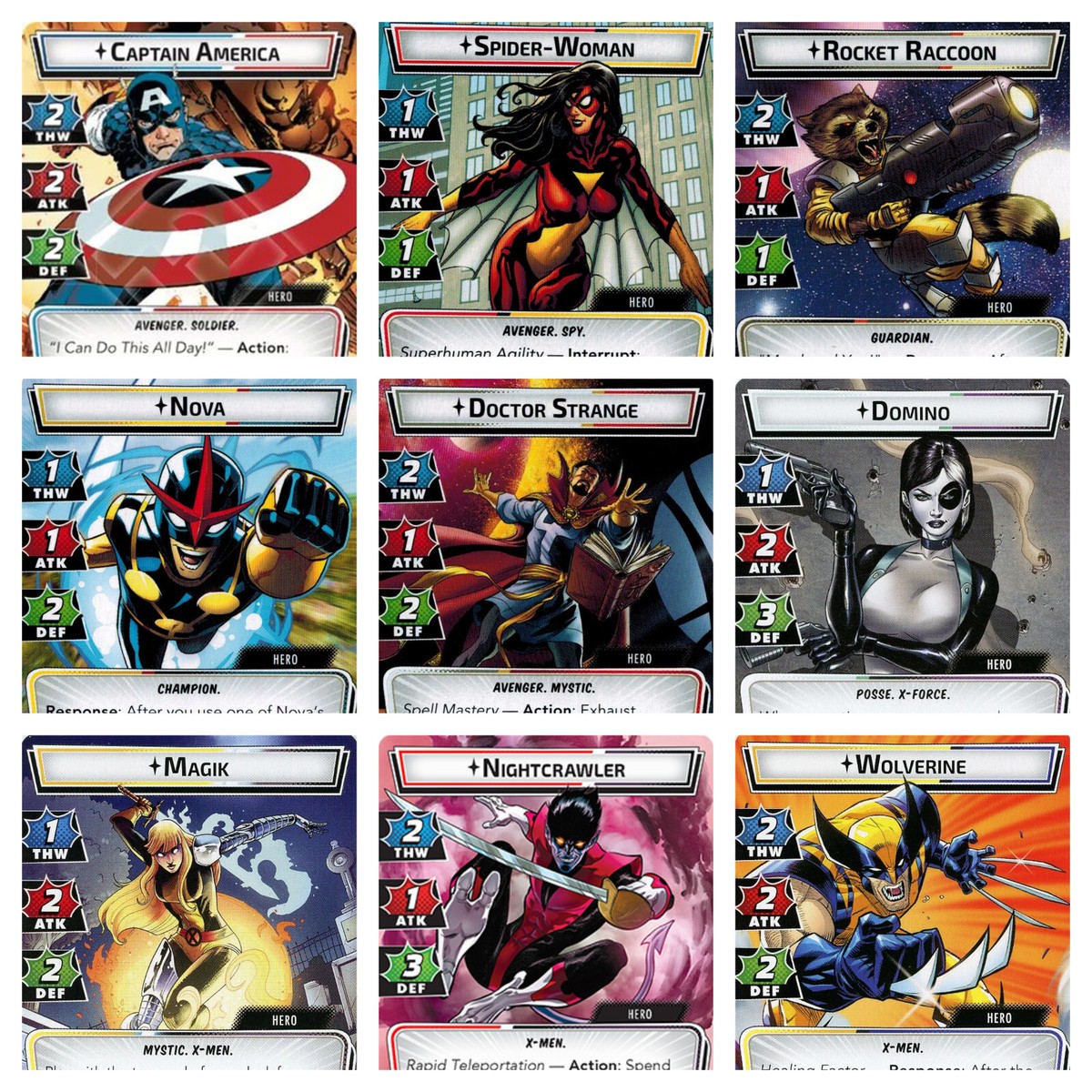 Marvel Champions LCG: Hero Deck Replacement Game Cards With