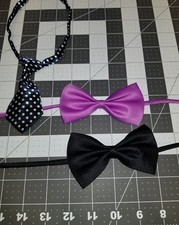 DOG/CAT NECK TIES Adjustable LOT OF 3 Black Lavender Navy Dots US SELLER Lot6