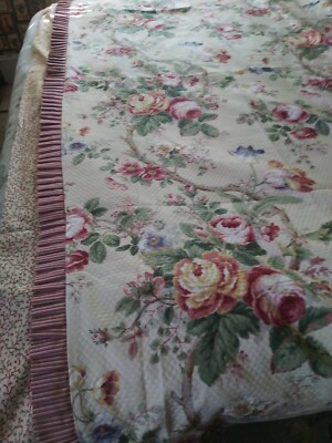 Hand Made Day Bed Bedspread Quilt Roses Print Lined Unfinished  96''x 65''W NEW
