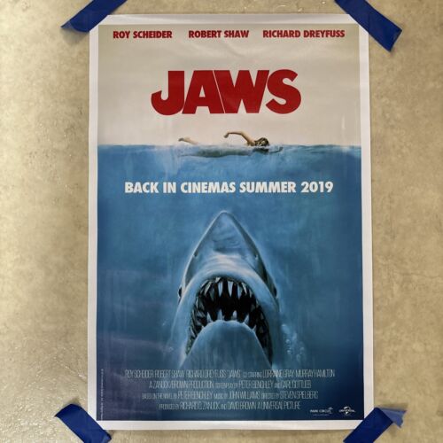 Jaws Back In Cinemas 2019 Classic Movie Poster Canvas Wall Art Man Cave ✅ 12x18” - Picture 2 of 5