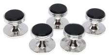 ONYX / RHODIUM TUXEDO SHIRT STUDS  MANUFACTURERS DIRECT PRICING!!! 
