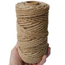 5mm Jute Twine, 164 Feet Braided Natural Jute Rope, Heavy Duty and Thick Twin...