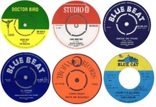 6x85mm Reggae Records Vinyl Stickers blue beat trojan studio 1 retro laptop ska