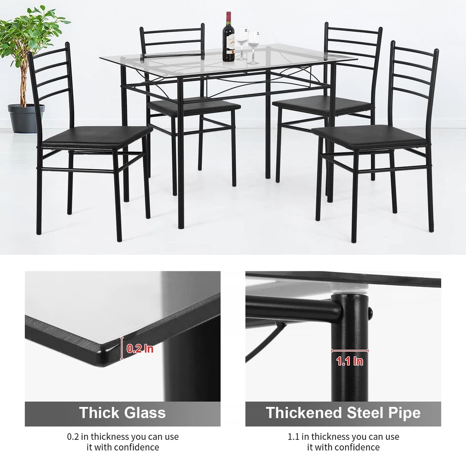 Dining Table Set Kitchen Table and Chairs for 4 Kitchen Table Dining Room Table - Image 4 of 4