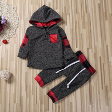 Newborn Baby Boys Hooded Romper Tops Pants Outfits Tracksuits Set Kids Clothes