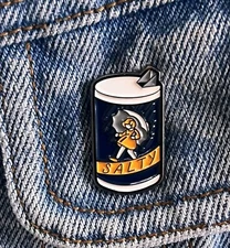 Salty - Funny Retro Morton Salt Girl Meme Silver Plated Enamel Pin Super Cute 