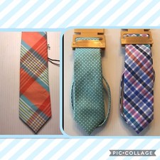 Class Club Gold Label 12" 14" Boy's Adjustable Tie Zipper Polka Dots Pink Plaid