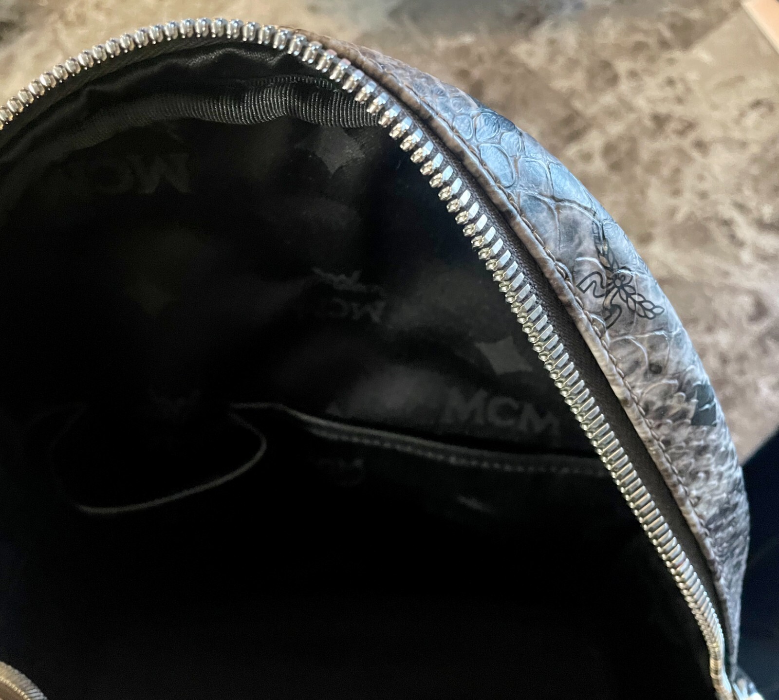 MCM GRAY PYTHON SNAKE BLACK DIAMOND PRINT MONOGRA… - image 12