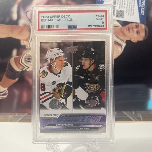 2023-24 Upper Deck Connor Bedard Leo Carlsson Young Guns Checklist #500 PSA 9