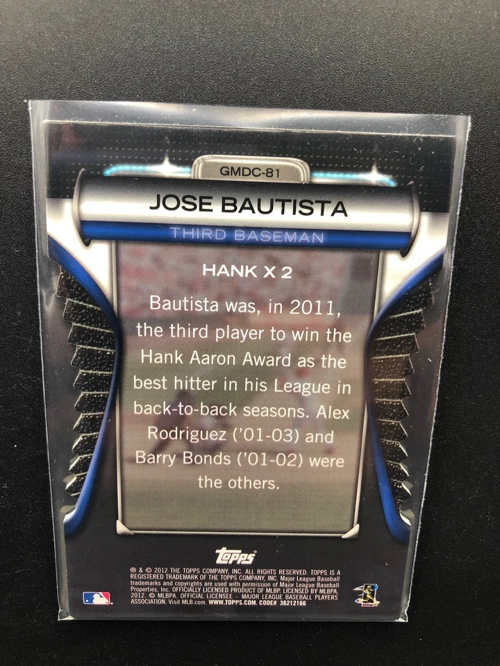 2012 TOPPS GOLDEN MOMENTS GOLD REFRACTOR REDEMPTION CARD #81 JOSE BAUTISTA #/99 - Image 2 of 2