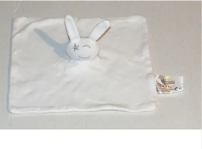 Doudou Plat Lapin Blanc Tissu Pommette - Photo 1/2