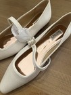 Badgley Mischka Ivory Satin Mary Jane Flats Rhinestone Buckle Square Toe - 10 — photo 3