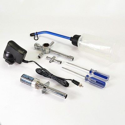 Fastrax RC Nitro Auto Starterset Kit mit Glühstart, Ladegerät, Benzinflasche & Werkzeug