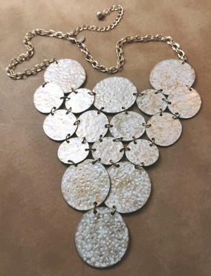 EXPRESS Brand Gold Tone Panel Artistic Hammered Metal 14''+ Statement Necklace!