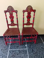 SEDIE SPAGNOLE COPPIA CON SEDUTE IN  CUOIO COMPLEMENTO D'ARREDO VINTAGE D'EPOCA.