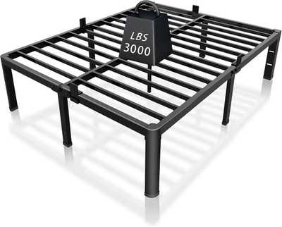 14 Inch King Size Bed Frame Metal Platform No Box Spring Needed with Headboard H