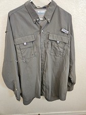 Bahama Columbia PFG Men Shirt Fishing Omni-Shade Button Up Gray Size XL