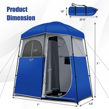 Double-Room Camping Shower Toilet Tent with Floor Oversize Portable Storage Bag