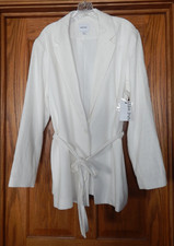NEW NWT Women's Size XL NINE WEST Linen Blend Belted Jacket Blazer Beachy White