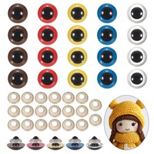 24mm Safety Eyes, 20Pcs Realistic Doll Crocheting Safety Eyes Multicolored
