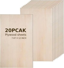 Plywood Board 20PCS 12" x8" x 1/12 inch Basswood Sheets Thin Wood Sheets Perf...