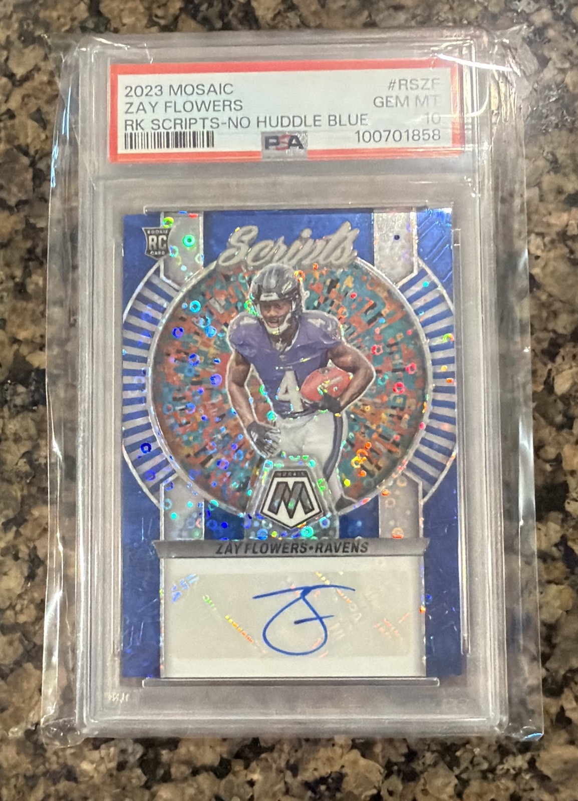 Zay Flowers Panini Mosaic Rookie Scripts #RSZF No Huddle Blue
