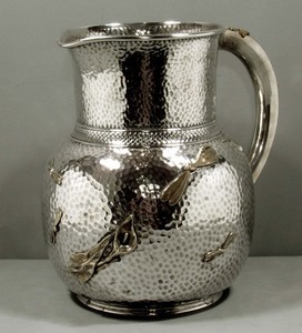 Gorham Sterling & Mixed Metals Water Pitcher   1879 JAPANESQUE