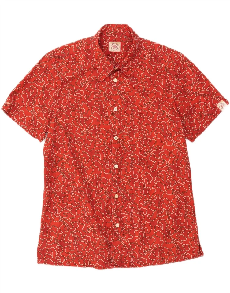 ENERGIE Mens Short Sleeve Shirt Medium Red Floral Cotton DX69 - Image 3 of 4