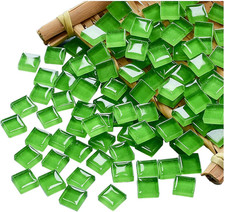 Mosaic Tiles Squares Dark Green Crystal Mosaic Glass Tile for Crafts Bulk DIY Pi
