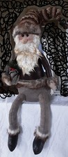 LAST WEEK 14" Sitting Rustic   Woodland Style SANTA CLAUS Shelf /Tabletop Sitter