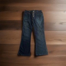 Vintage Abercrombie Girls Jeans Blue Denim Button Fly Flared Size 14 Made in USA