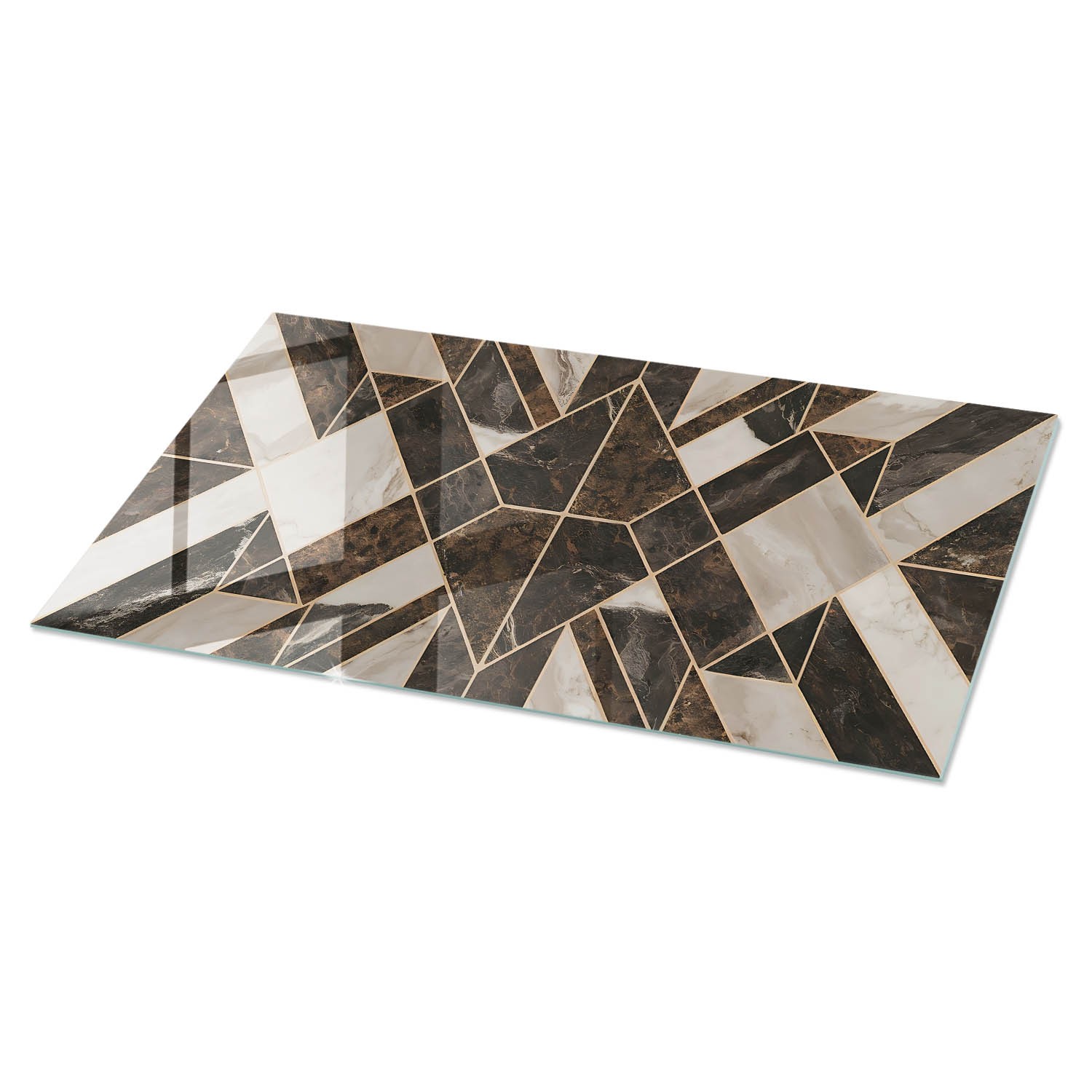 Piano Tavolo in Vetro con Finitura Liscia Decorativa Elegante Mosaico 120x60 cm