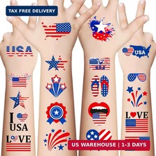 Awinmay 90Pcs Fourth of July Temporary Tattoos,American Flag Red White and Blue