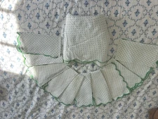 D Porthault Vintage Linens Round Large Tablecloth And Napkin Set Green And White