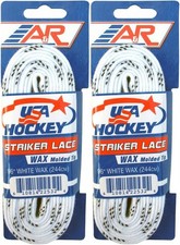 A R Sports USA Hockey Striker Laces, Waxed 96" - White 2-Pack