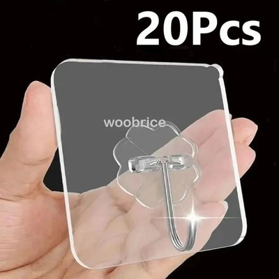 Transparente selbstklebende Wandhaken stark strapazierfähig Mantel Schlüssel Handtuch Halter 1/5