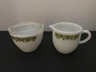 Vintage Corning Ware Pyrex Crazy Daisy Creamer and Sugar with Lid Set