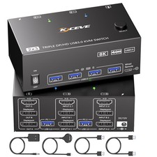 KCEVE HDMI Displayport KVM Switch 3 Monitors ...