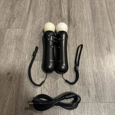 Two (2) Sony PlayStation Move Motion Controller - Black (CECH-ZCM1U)