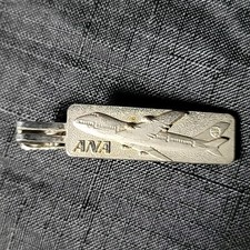 ANA All Nippon Airlines Boeing 747 Silver Tone Vintage Tie Bar Clip