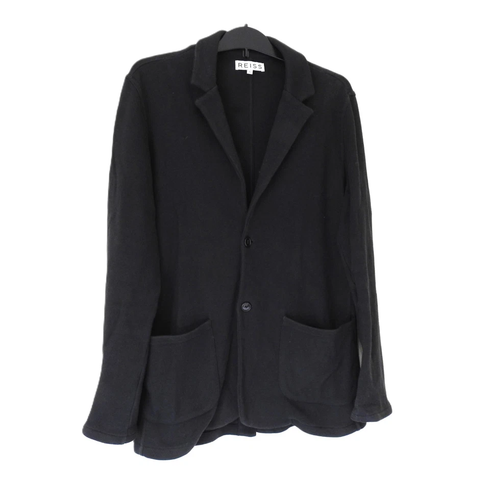 Reiss Casual Knit Jacket Mens XL Black Soft Cotton Fits 42 UK - Image 3 of 4