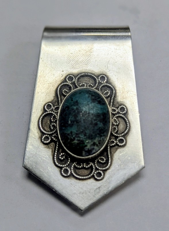 Vintage Filigree Sterling Silver Eilat Stone Money Clip – Israel – Preowned