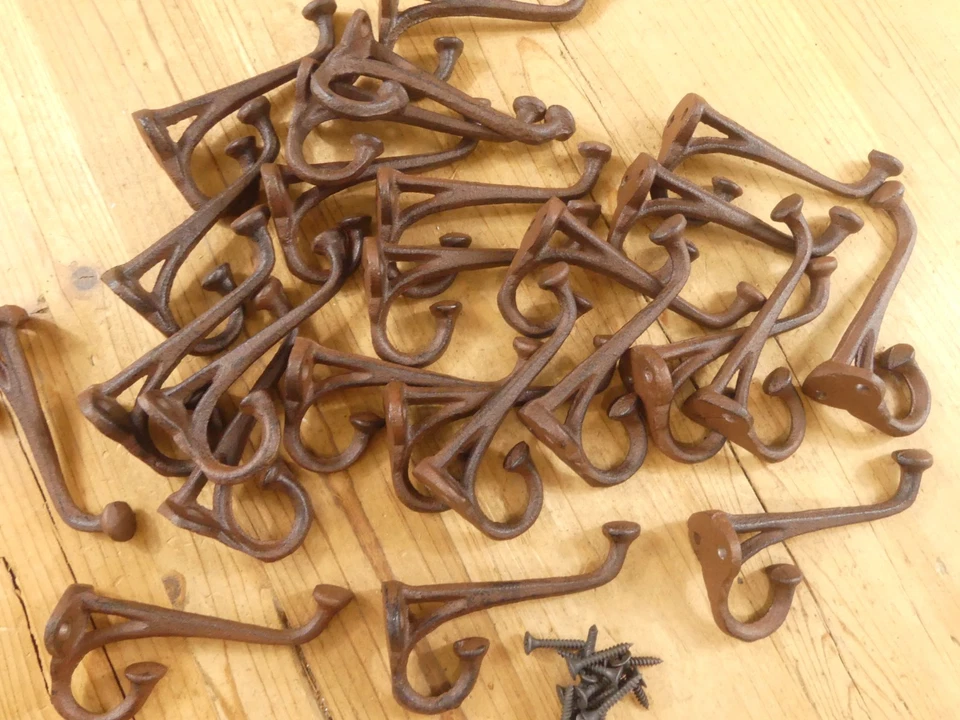 20 ganchos de pared para abrigo de hierro fundido rústico restauración escuela granja toalla baño cocina Foto 4 de 4