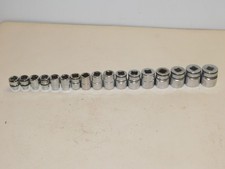 Snap-on Tools Metric 6pt Point 38 Drive Chrome Shallow Socket Set 6mm To 22mm Snap-on Tools Metric 6pt Point 38 Drive Chrome Shallow Socket Set 6mm To 22mm