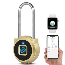 Fingerprint Lock - 2.1 Inch Long Shackle Combination Lock with Fingerprint Bl...