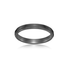 Anillo de boda de borde plano delgado de circonio negro de 3 mm joyería para hombre - talla 12