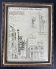 VTG Statue Of Liberty Schematic Plans By Yves Poinsot Architect Framed 16x13"