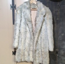Vintage Gray Faux Fur Coat Satin Lining Made in USA RN 6205