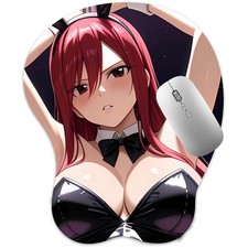 3D Mousepad Oppai Mouse pad with Wrist Rest Pain Relief Anime Manga pad Erza